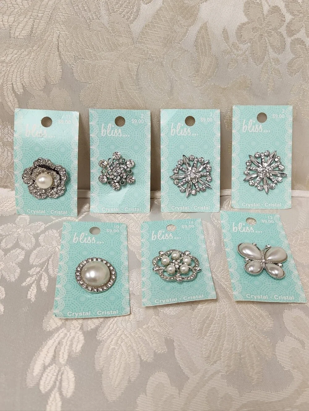 Crystal Buttons LOT of 7 NWT Bliss...